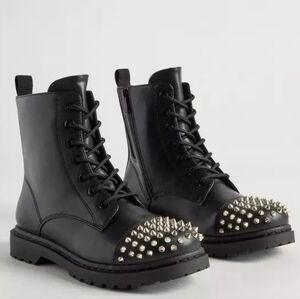 Size 11.5 Extra Wide Width Torrid Black Studded Combat Boots Gothic